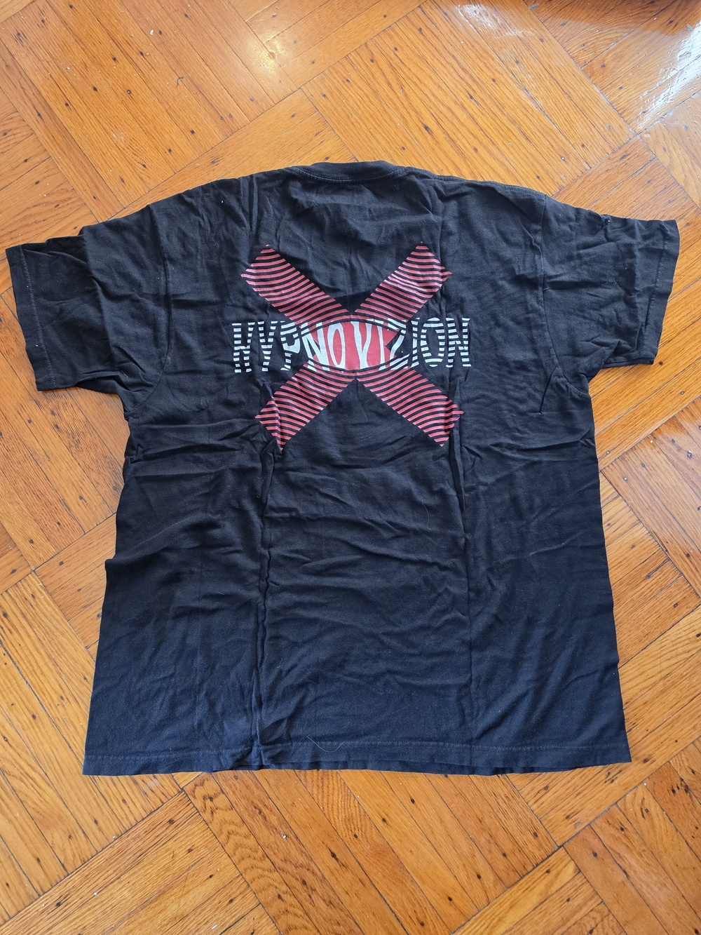Men's Black Graphic T-Shirt with Red Cross Print